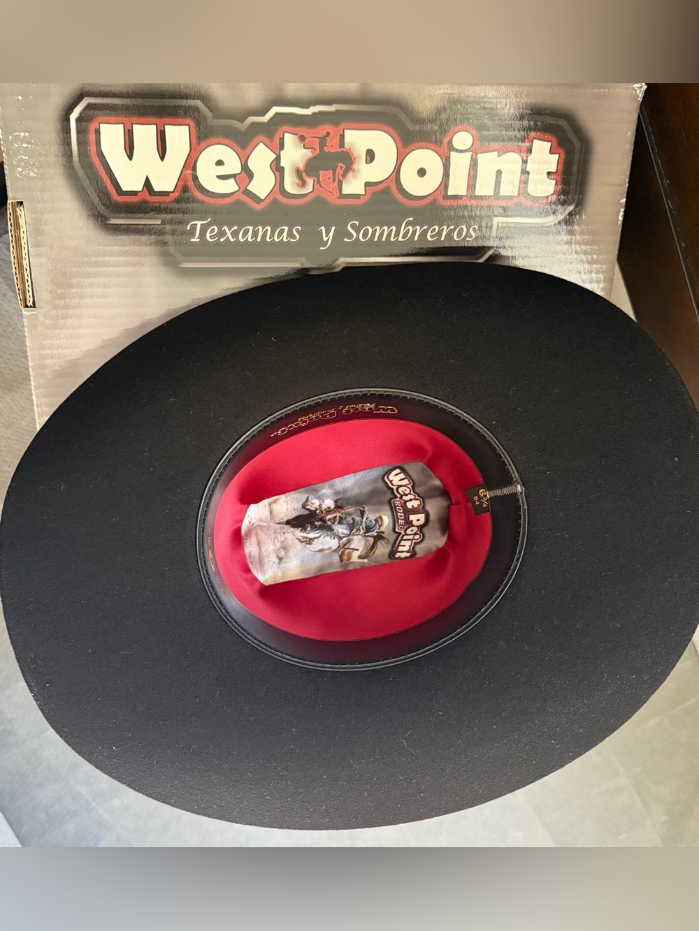 West Point Black Felt Cowboy Hat with Red Liner